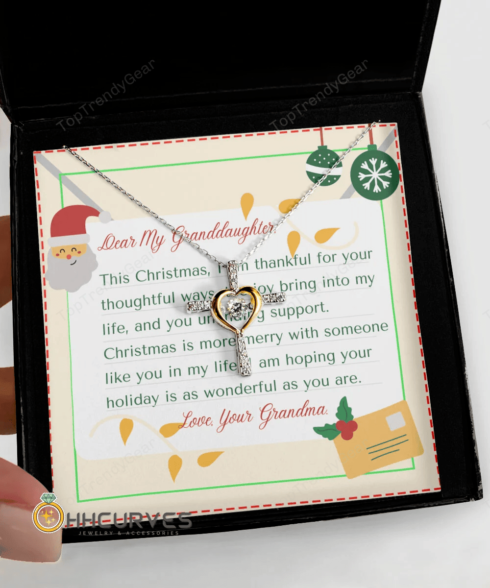 To My Granddaughter From Nana Hope Your Holiday Is As Wonderful As You Are Christmas Cross Dancing Necklace
