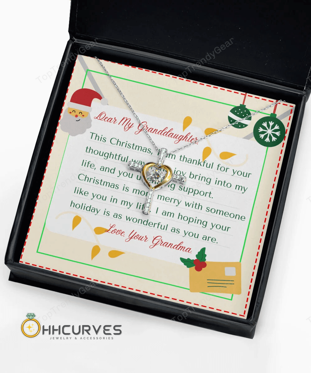To My Granddaughter From Nana Hope Your Holiday Is As Wonderful As You Are Christmas Cross Dancing Necklace
