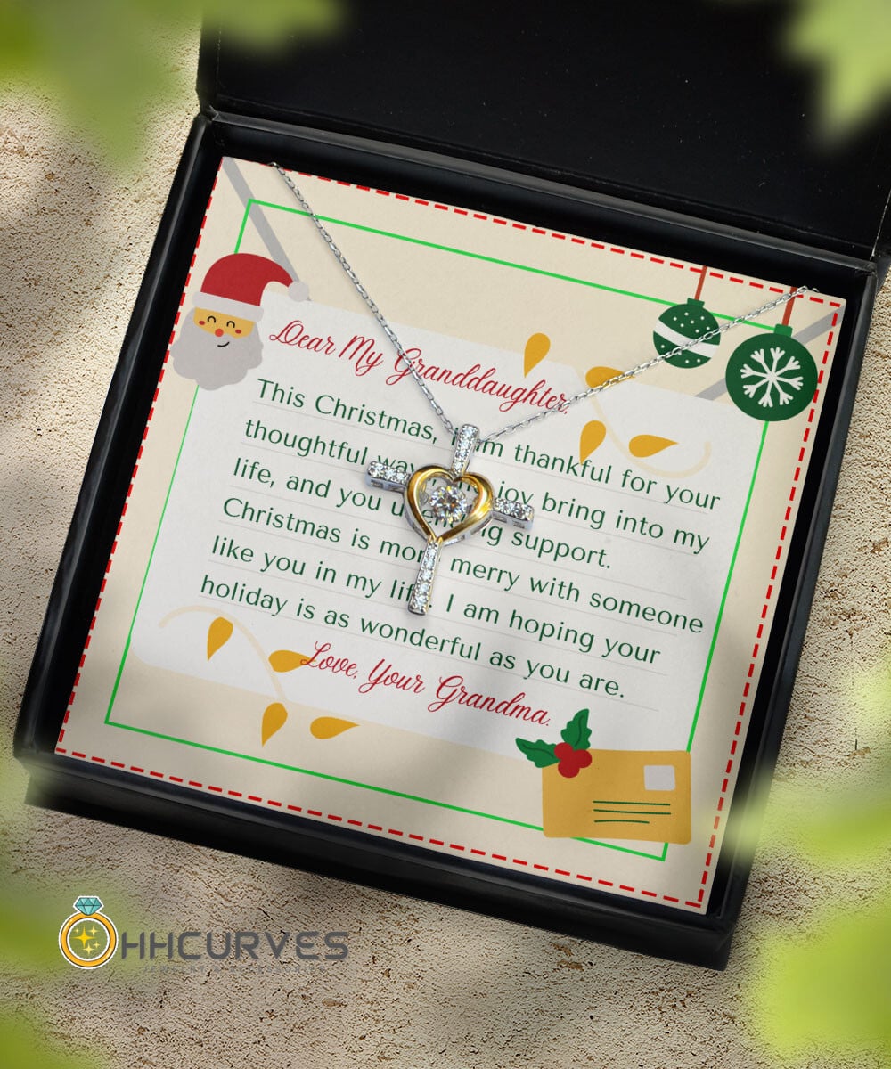 To My Granddaughter From Nana Hope Your Holiday Is As Wonderful As You Are Christmas Cross Dancing Necklace