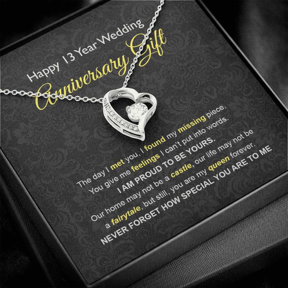 Wife Necklace, 13th Wedding Anniversary Necklace Gift Ideas For Wife Forever Love Necklace