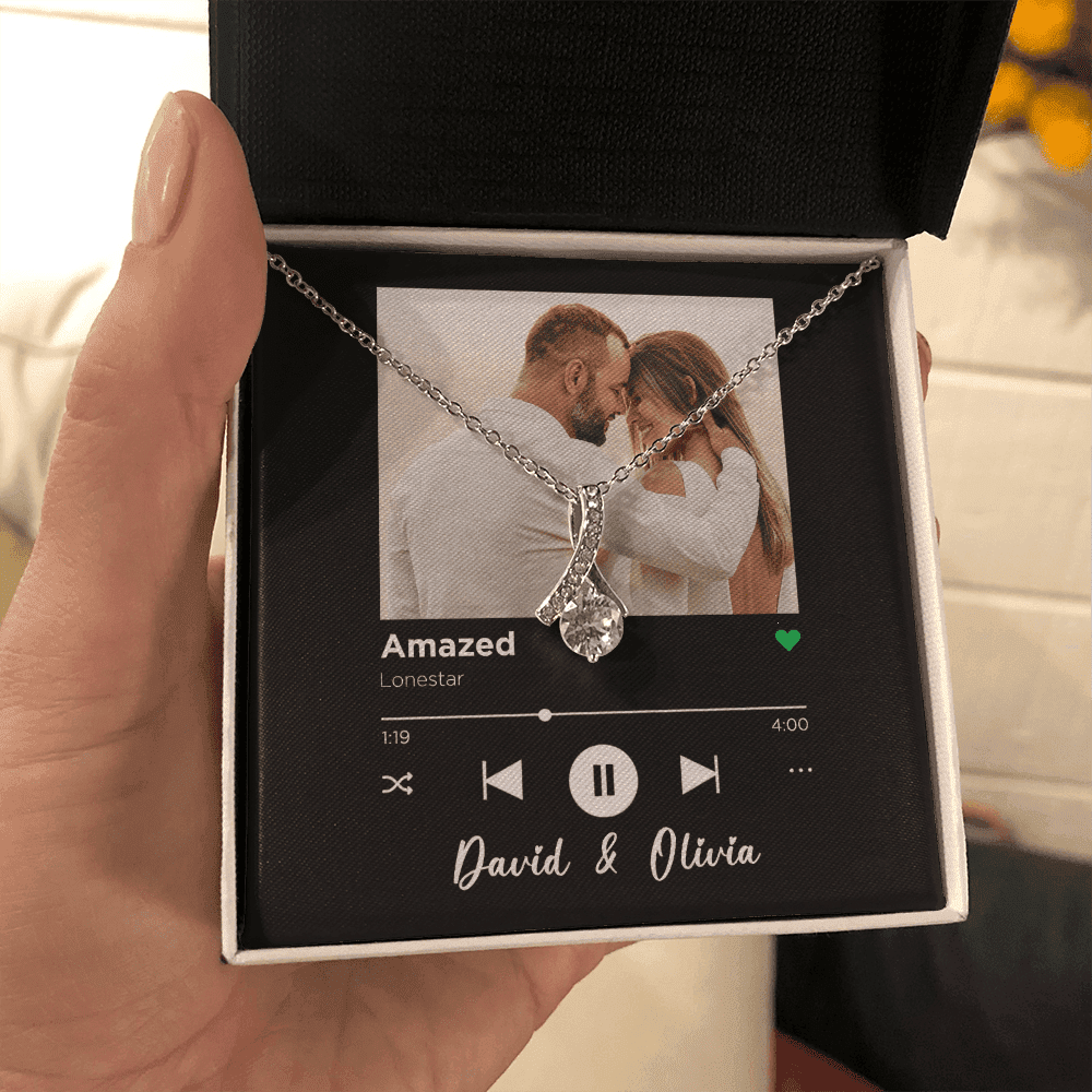 Amazed Spotify Code Song Art Custom Name And Photo Alluring Beauty Necklace Gift For Her