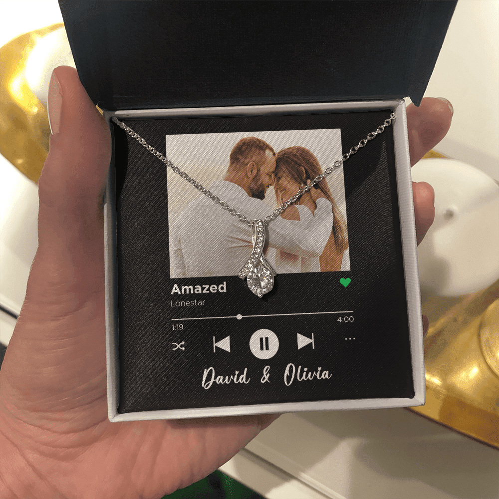 Amazed Spotify Code Song Art Custom Name And Photo Alluring Beauty Necklace Gift For Her
