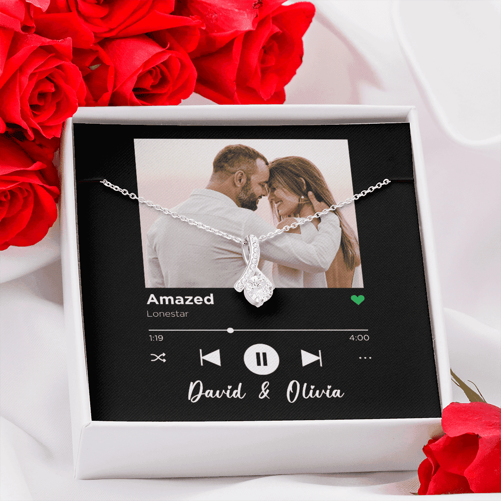 Amazed Spotify Code Song Art Custom Name And Photo Alluring Beauty Necklace Gift For Her