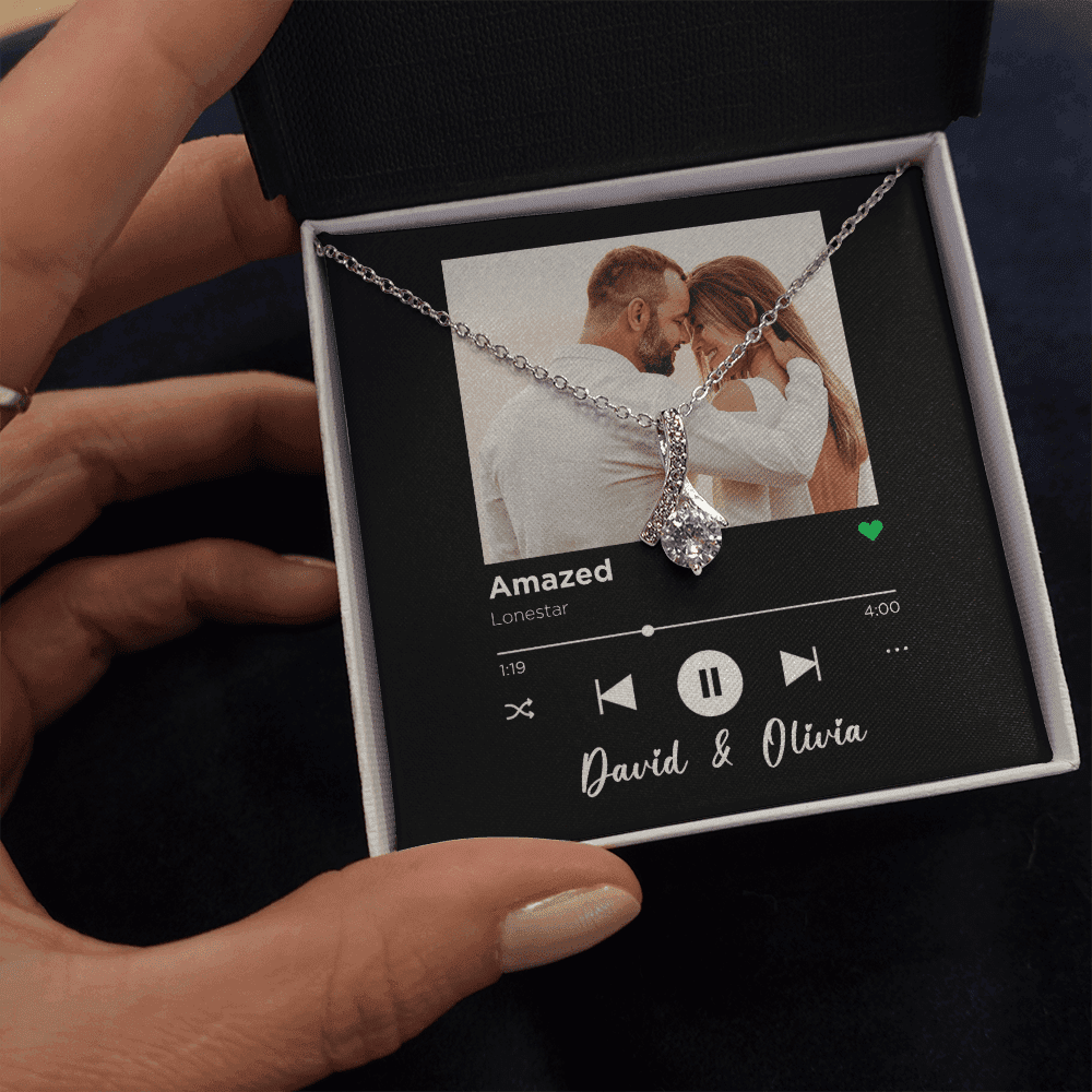 Amazed Spotify Code Song Art Custom Name And Photo Alluring Beauty Necklace Gift For Her
