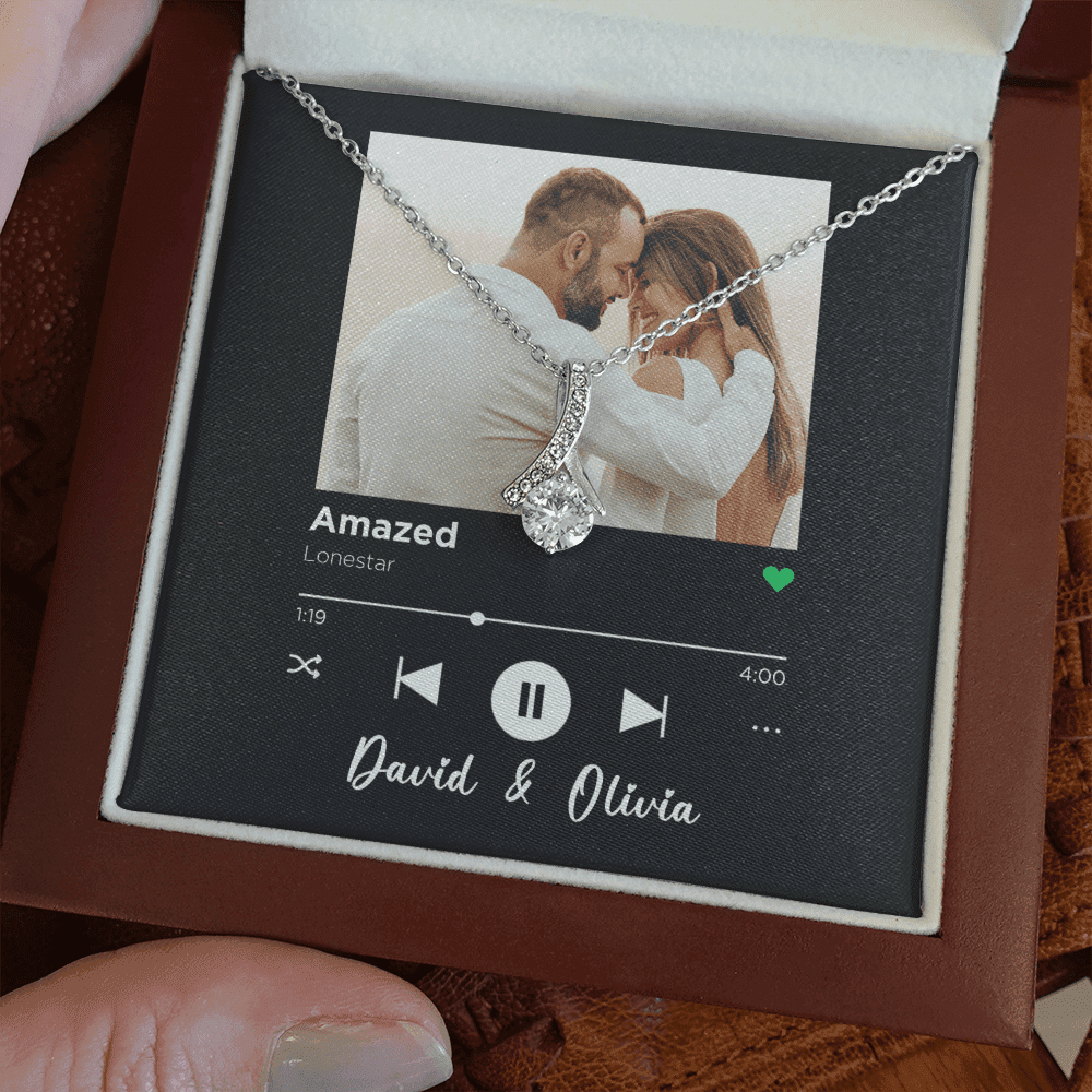 Amazed Spotify Code Song Art Custom Name And Photo Alluring Beauty Necklace Gift For Her