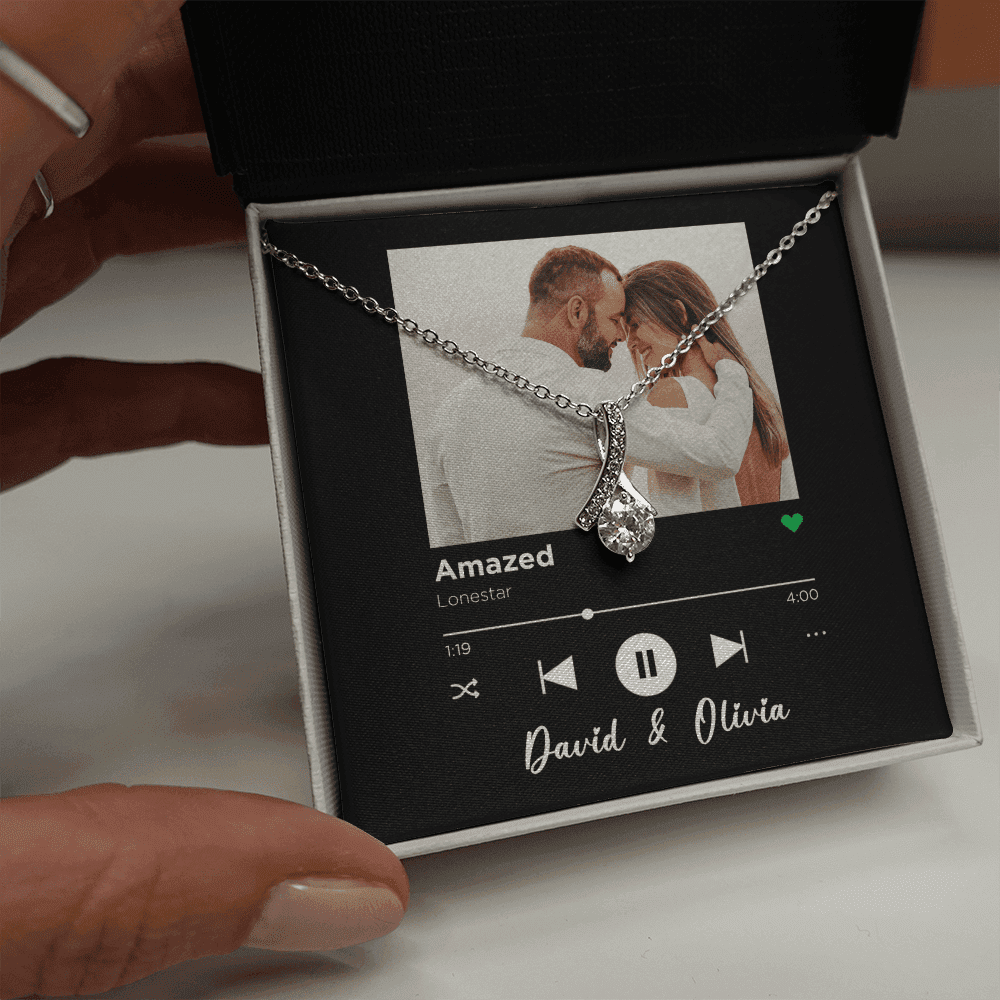 Amazed Spotify Code Song Art Custom Name And Photo Alluring Beauty Necklace Gift For Her