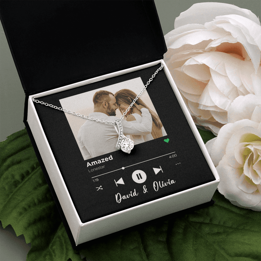 Amazed Spotify Code Song Art Custom Name And Photo Alluring Beauty Necklace Gift For Her