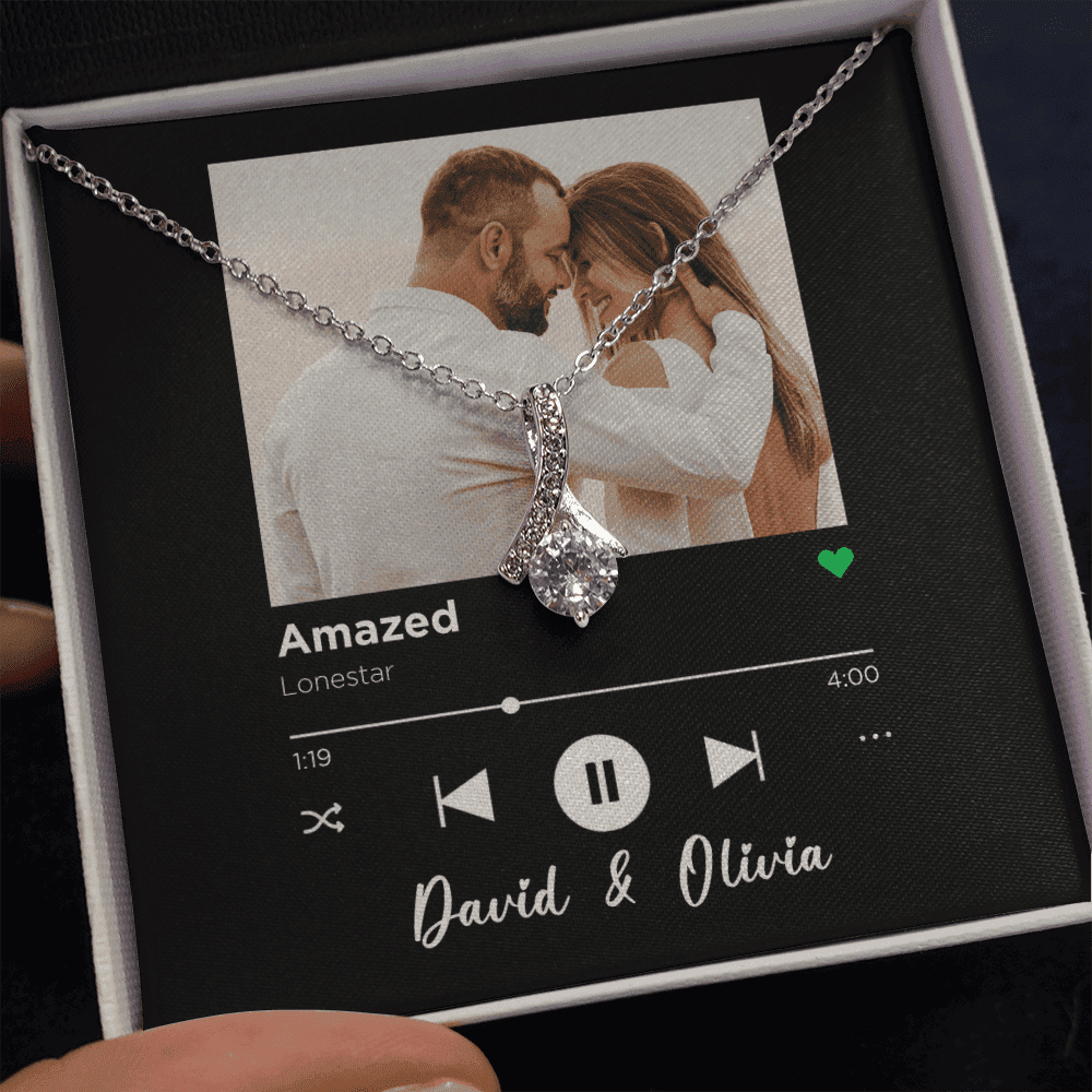 Amazed Spotify Code Song Art Custom Name And Photo Alluring Beauty Necklace Gift For Her