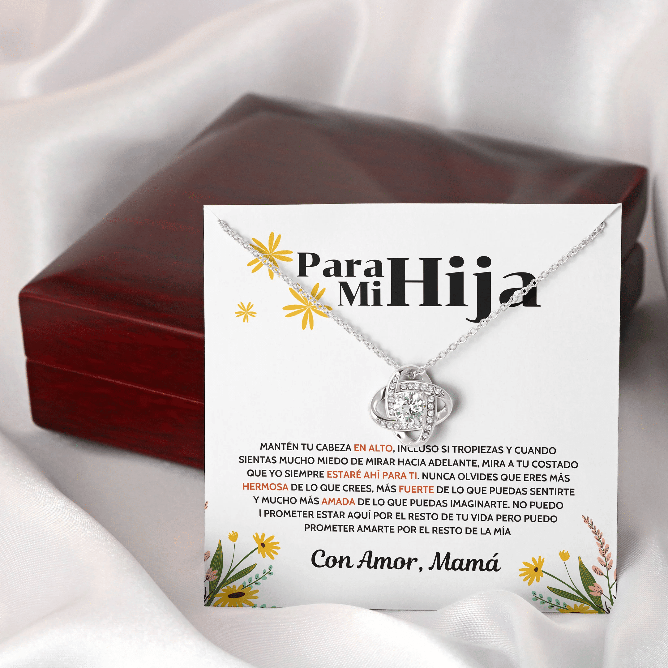 Para Mi Hija - Manten Tu Cabeza En Alto - Collar Lazo De Amo Love Knot Necklace