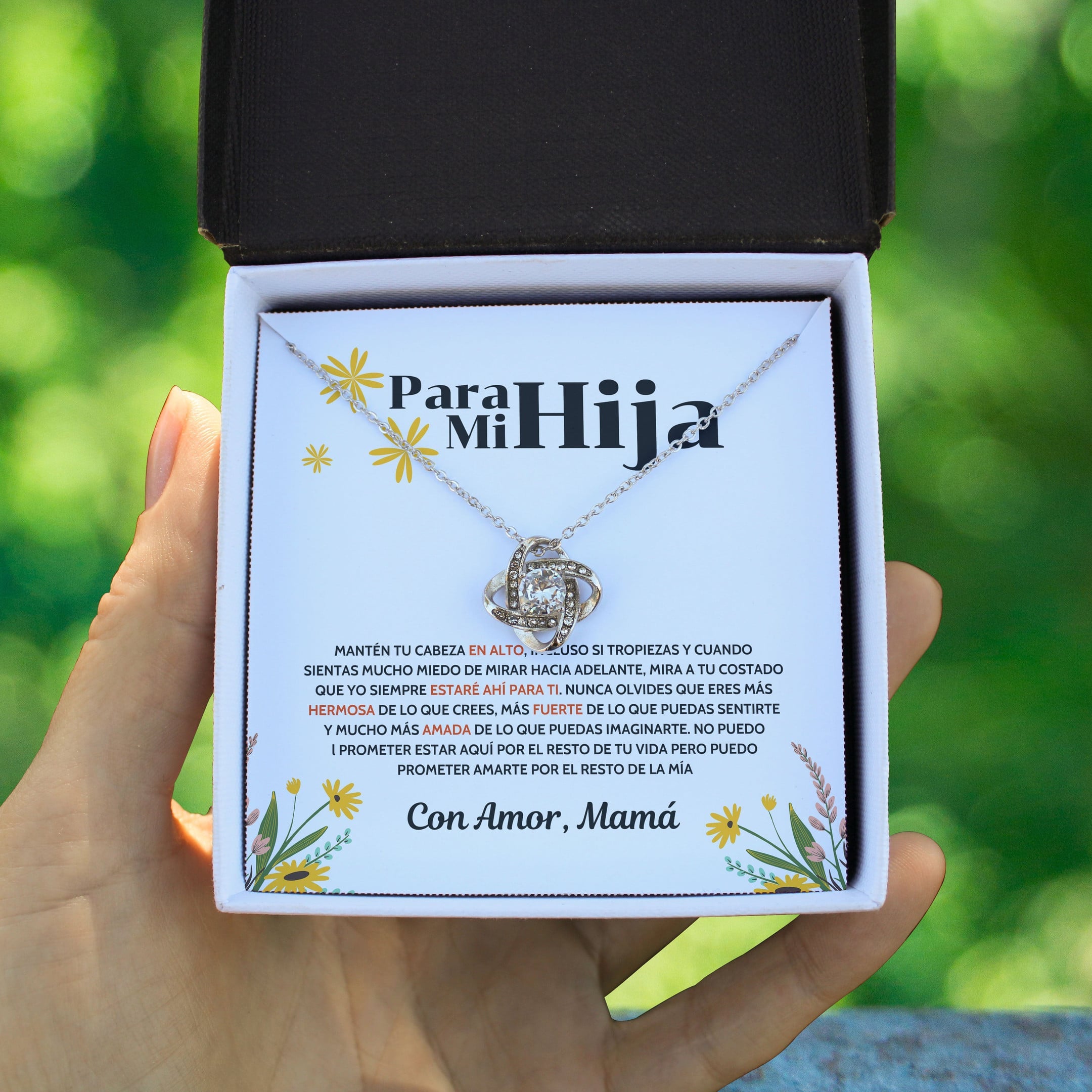 Para Mi Hija - Manten Tu Cabeza En Alto - Collar Lazo De Amo Love Knot Necklace