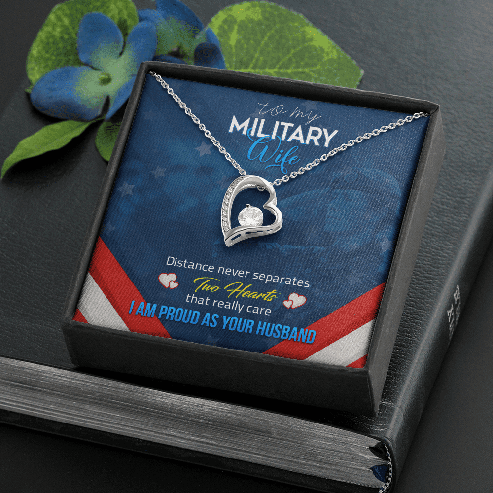 Wife Necklace Distance Never Separates Two Heart Gift For Wife From Husband Forever Love Necklace