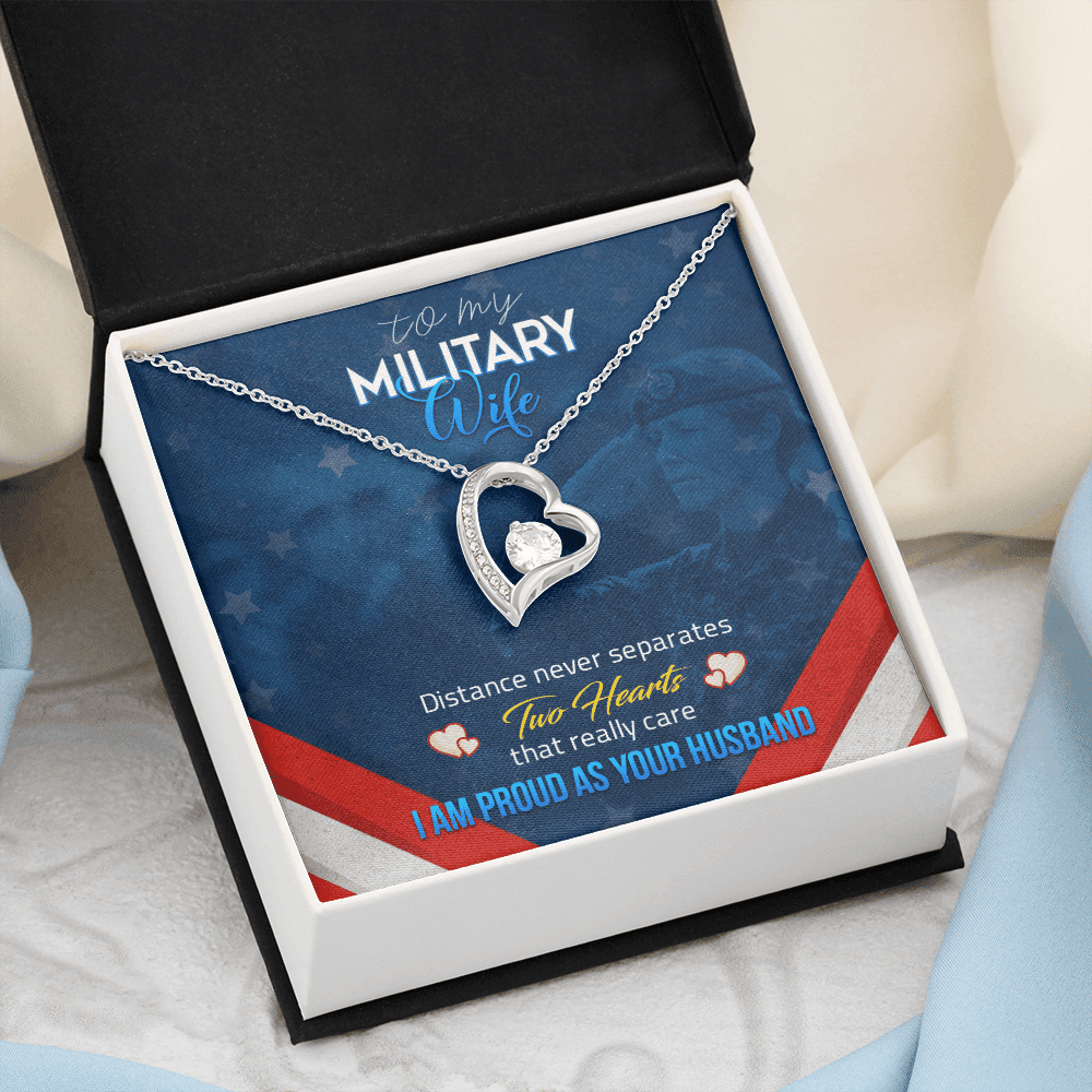 Wife Necklace Distance Never Separates Two Heart Gift For Wife From Husband Forever Love Necklace