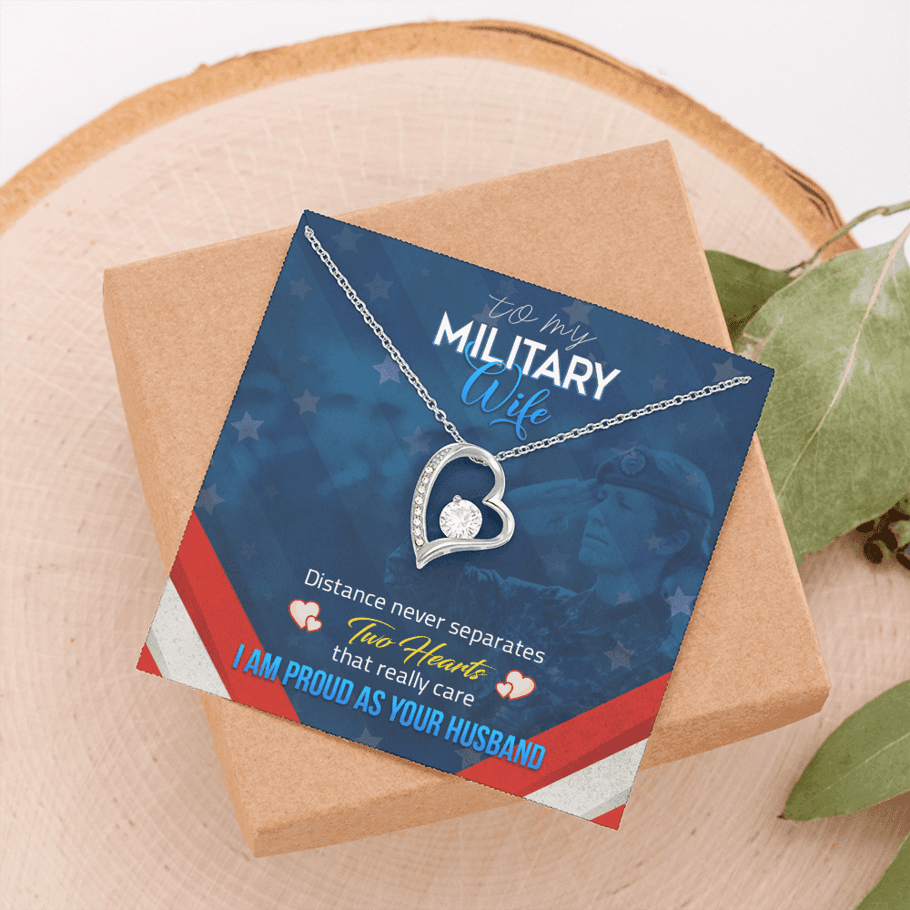 Wife Necklace Distance Never Separates Two Heart Gift For Wife From Husband Forever Love Necklace