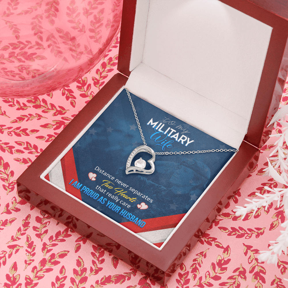 Wife Necklace Distance Never Separates Two Heart Gift For Wife From Husband Forever Love Necklace