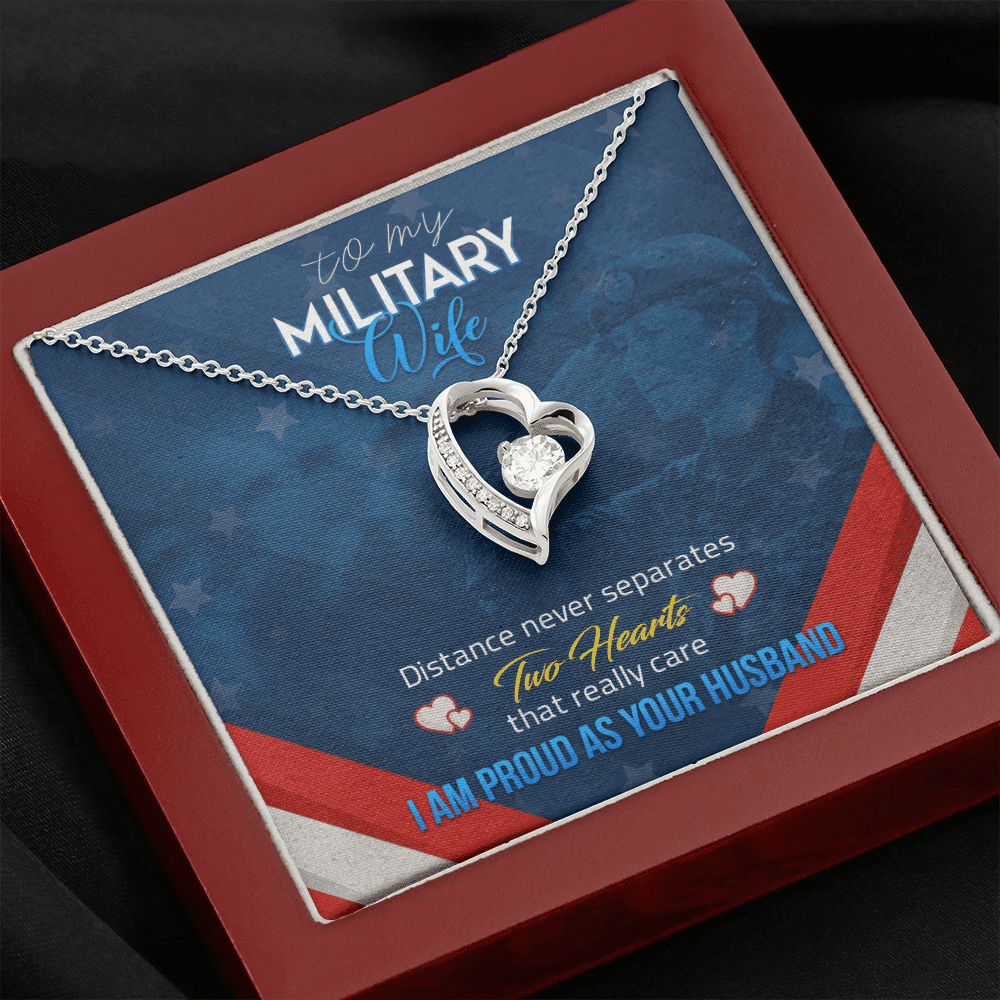 Wife Necklace Distance Never Separates Two Heart Gift For Wife From Husband Forever Love Necklace