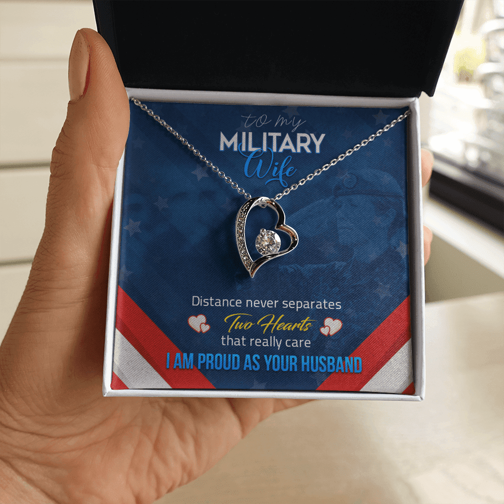 Wife Necklace Distance Never Separates Two Heart Gift For Wife From Husband Forever Love Necklace