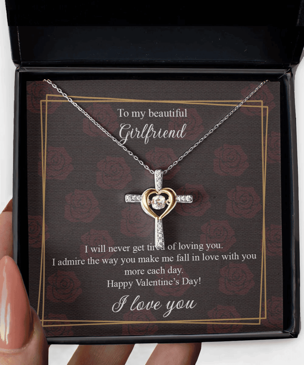 Valentine's Day Necklace I Will Never Get Tired Of Loving You Gift For Girlfriend Cross Dancing Necklace 