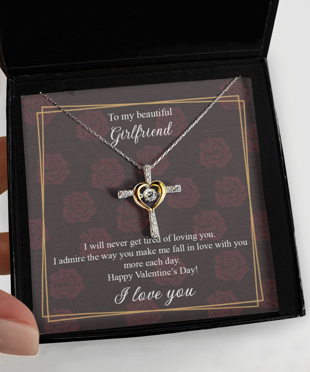 Valentine's Day Necklace I Will Never Get Tired Of Loving You Gift For Girlfriend Cross Dancing Necklace 
