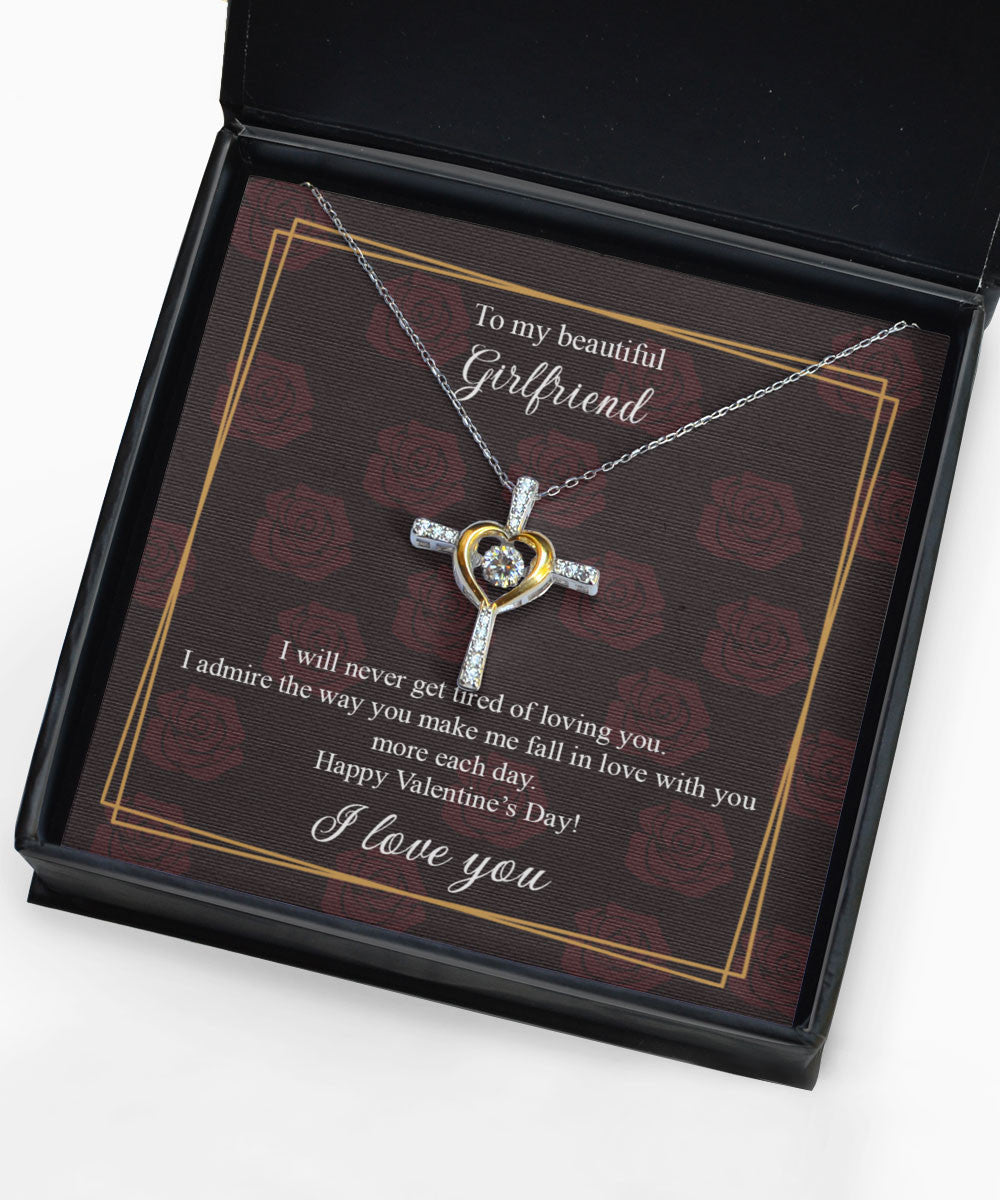Valentine's Day Necklace I Will Never Get Tired Of Loving You Gift For Girlfriend Cross Dancing Necklace 