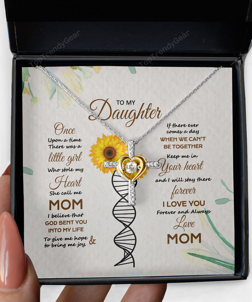 Daughter Necklace I Love You Forever And Always Gift For Daughter From Mom Cross Dancing Necklace 