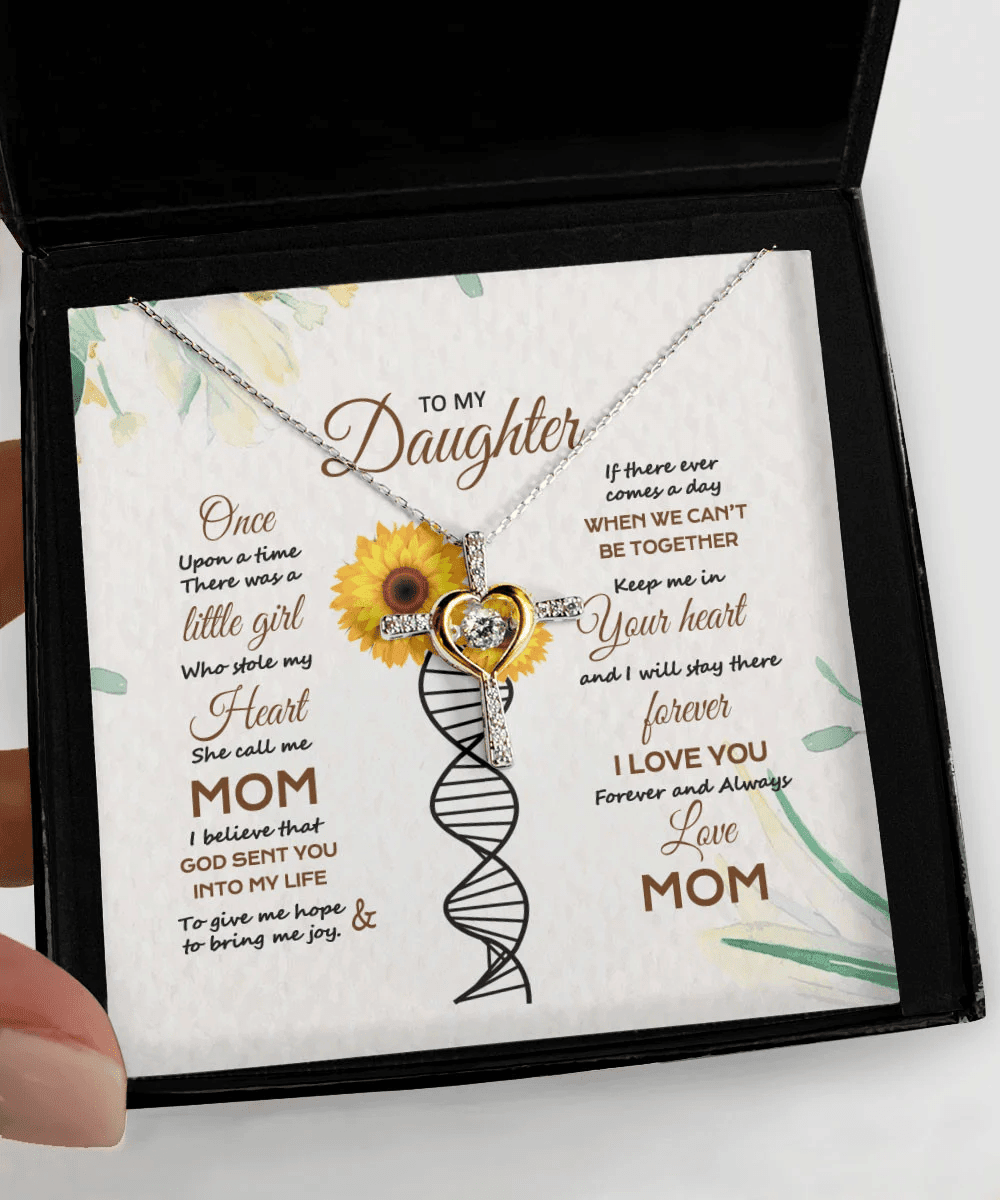 Daughter Necklace I Love You Forever And Always Gift For Daughter From Mom Cross Dancing Necklace 