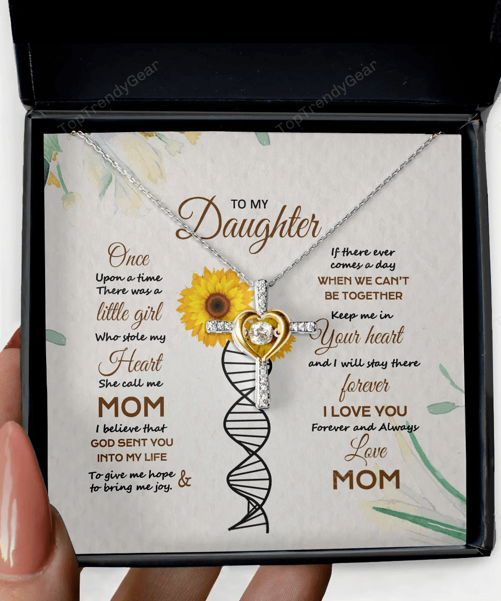 Daughter Necklace I Love You Forever And Always Gift For Daughter From Mom Cross Dancing Necklace 
