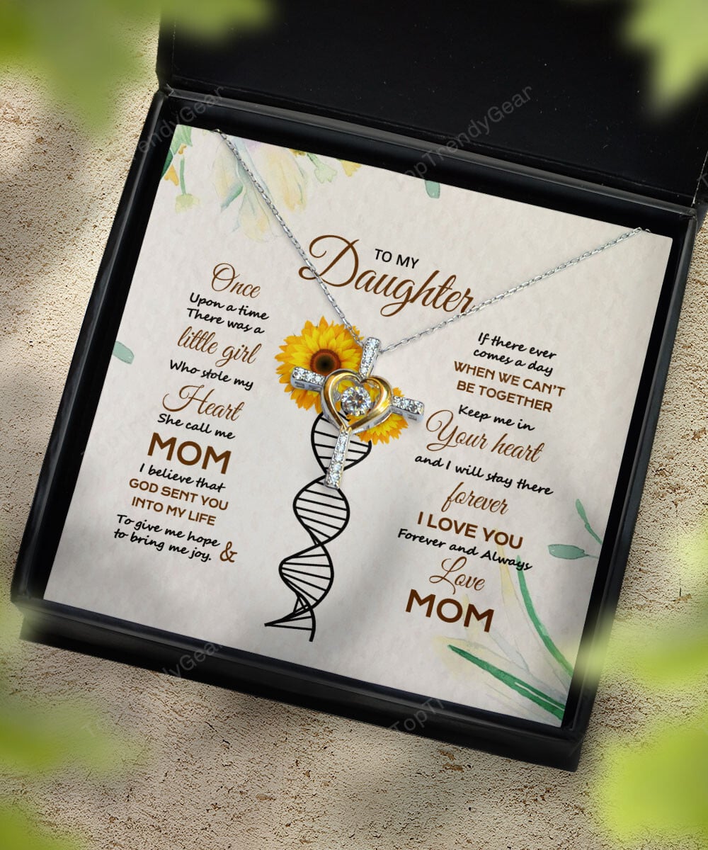 Daughter Necklace I Love You Forever And Always Gift For Daughter From Mom Cross Dancing Necklace 