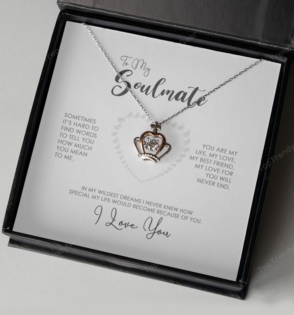 To My Gorgeous Wife My Love For You Will Never End Crown Necklace 