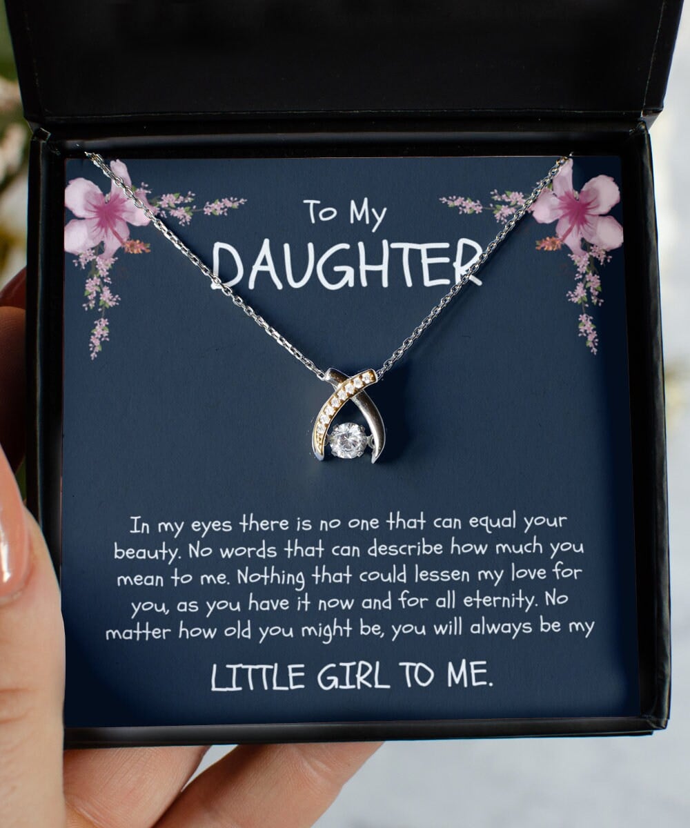 To My Daughter Little Girl To Me Wishbone Dancing Necklace For Women