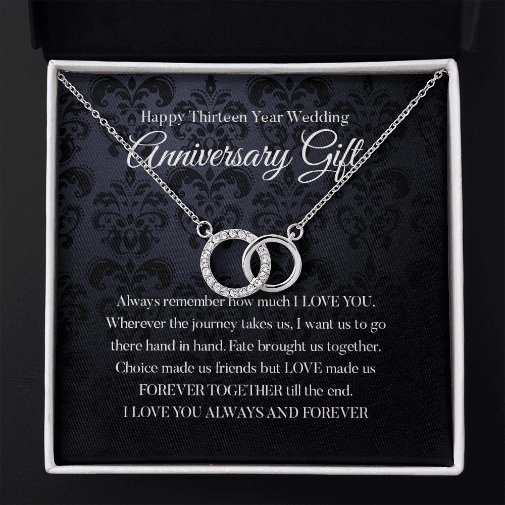 Wife Necklace, Happy 13th Wedding Anniversary Necklace Happy Thirteenth Anniversary Perfect Pair Necklace Gift For Wife 