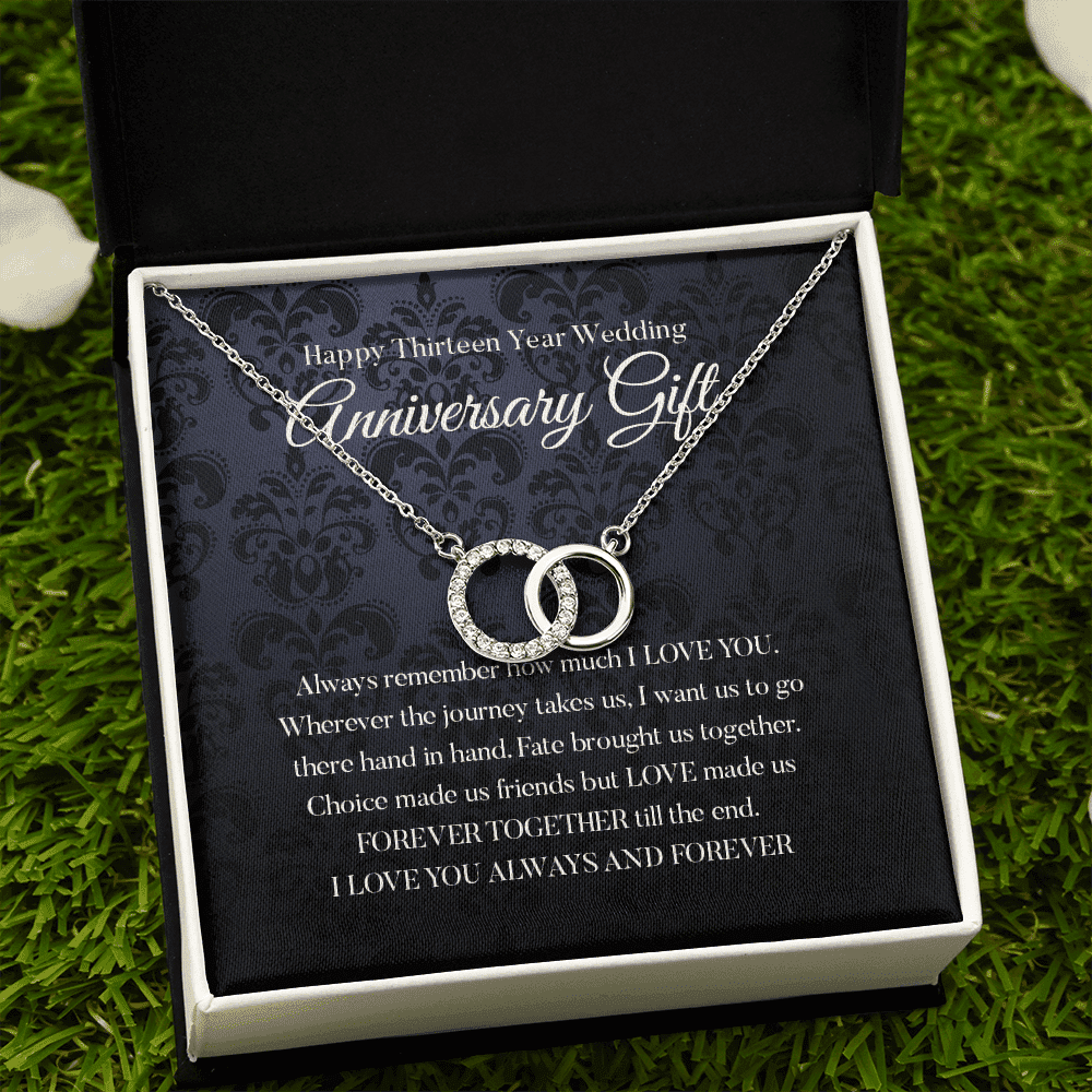 Wife Necklace, Happy 13th Wedding Anniversary Necklace Happy Thirteenth Anniversary Perfect Pair Necklace Gift For Wife 