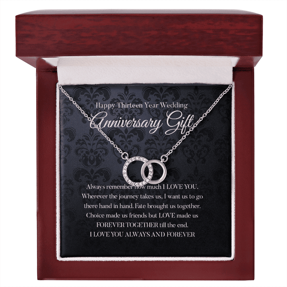 Wife Necklace, Happy 13th Wedding Anniversary Necklace Happy Thirteenth Anniversary Perfect Pair Necklace Gift For Wife 