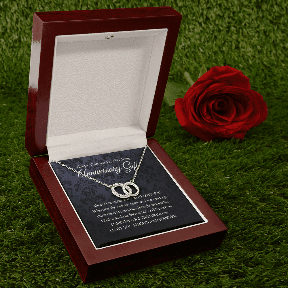 Wife Necklace, Happy 13th Wedding Anniversary Necklace Happy Thirteenth Anniversary Perfect Pair Necklace Gift For Wife 