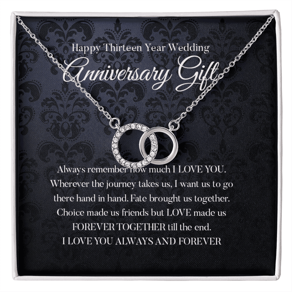 Wife Necklace, Happy 13th Wedding Anniversary Necklace Happy Thirteenth Anniversary Perfect Pair Necklace Gift For Wife 