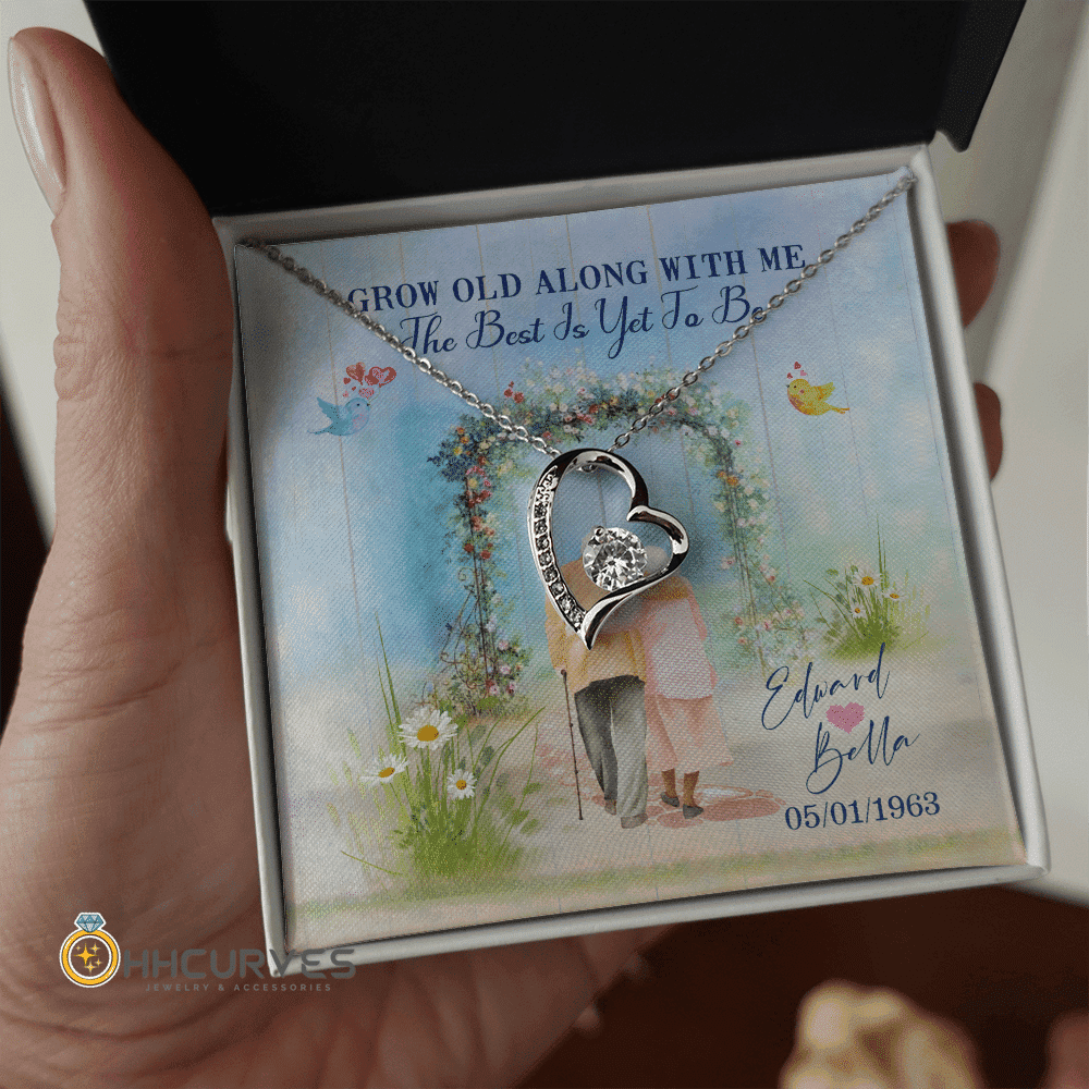Custom Name And Date Anniversary Gifts Grow Old Along With Me The Best Is Yet To Be Gift For Her Forever Love Necklace 