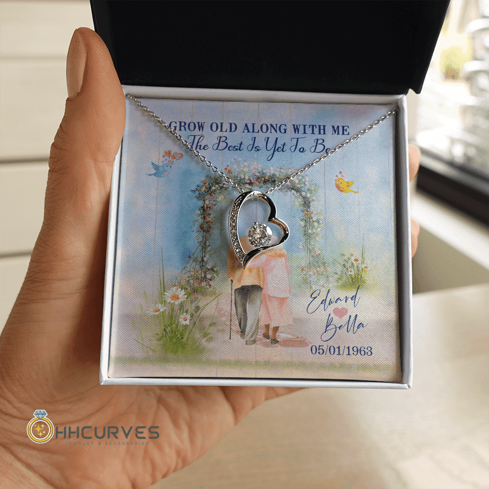 Custom Name And Date Anniversary Gifts Grow Old Along With Me The Best Is Yet To Be Gift For Her Forever Love Necklace 