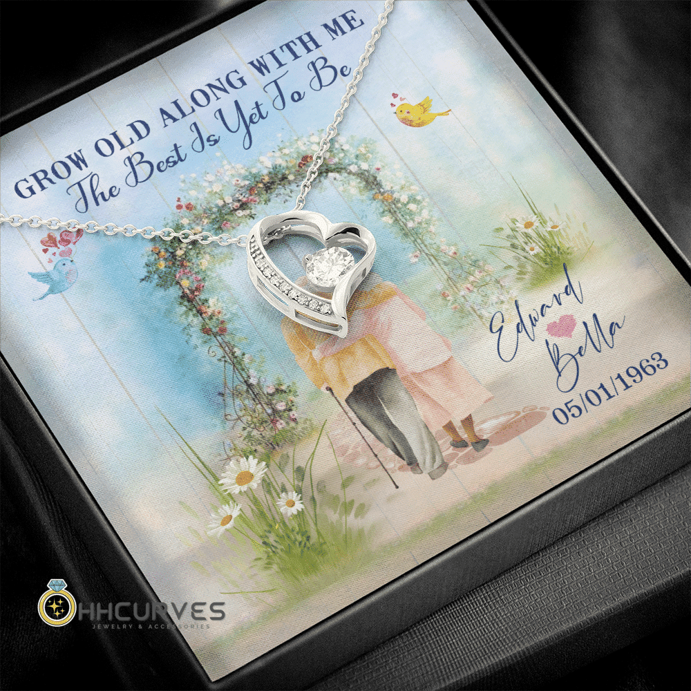 Custom Name And Date Anniversary Gifts Grow Old Along With Me The Best Is Yet To Be Gift For Her Forever Love Necklace 