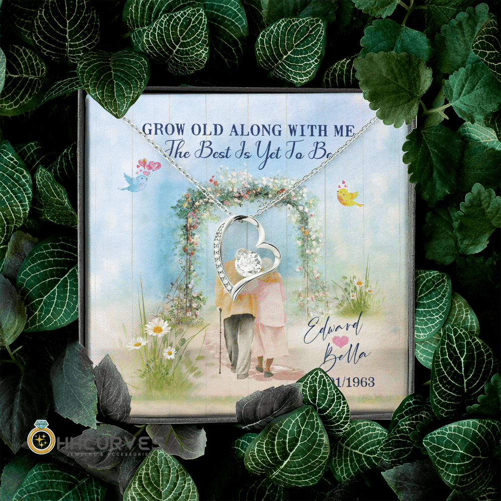 Custom Name And Date Anniversary Gifts Grow Old Along With Me The Best Is Yet To Be Gift For Her Forever Love Necklace 