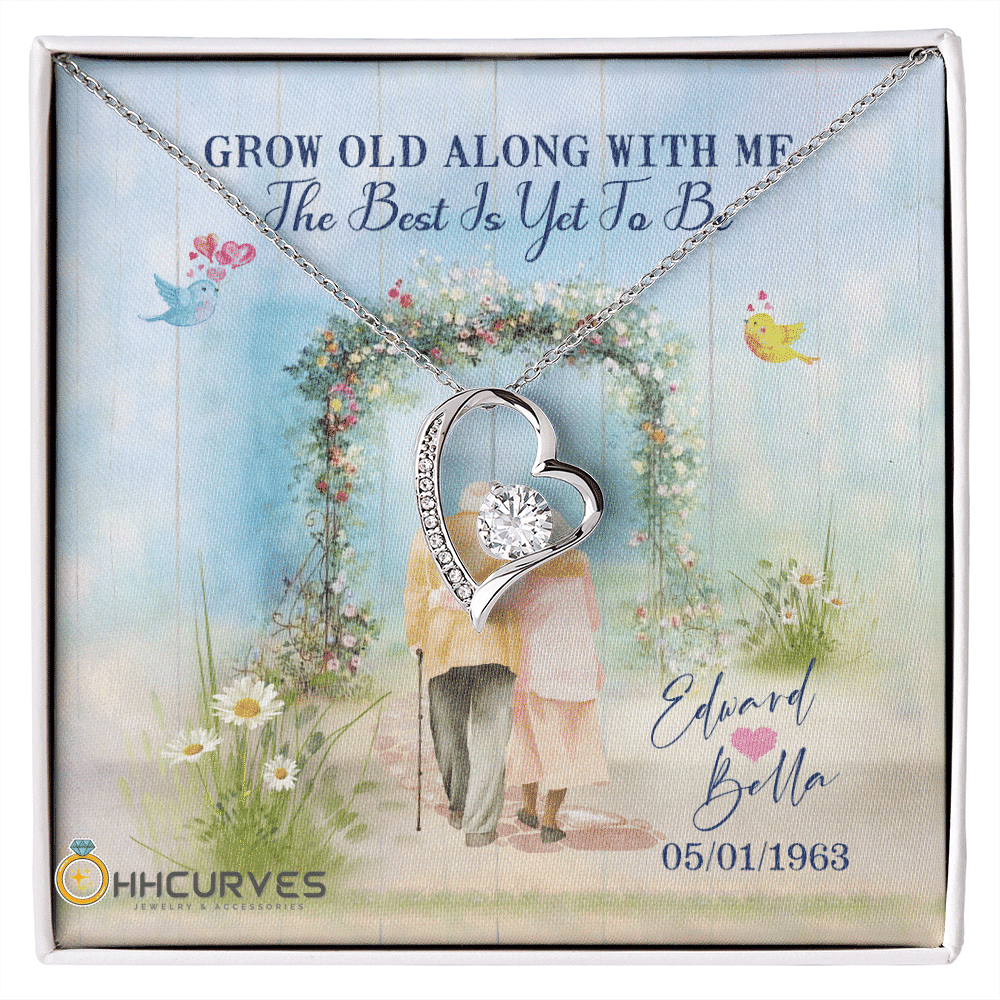 Custom Name And Date Anniversary Gifts Grow Old Along With Me The Best Is Yet To Be Gift For Her Forever Love Necklace 