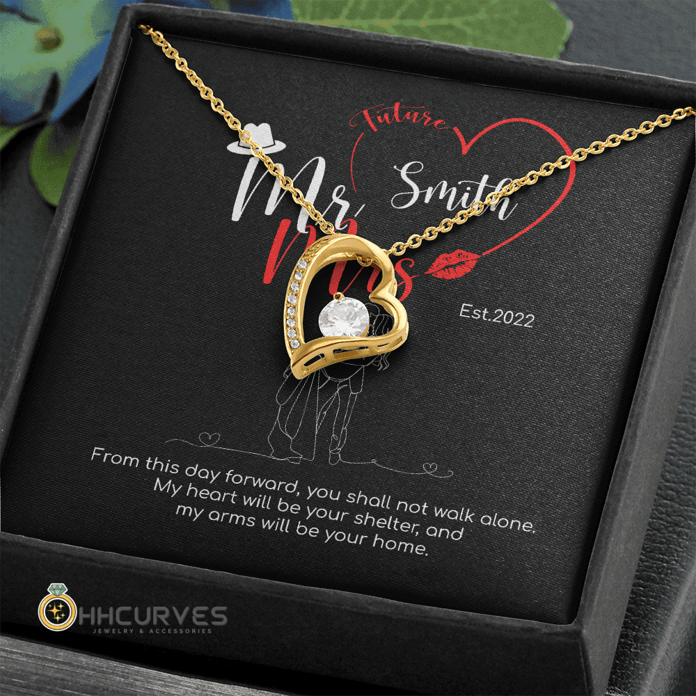 Custom Name And Date Anniversary Gifts Mr. & Mrs. Anniversary Presents By Year Gift For Her Forever Love Necklace 