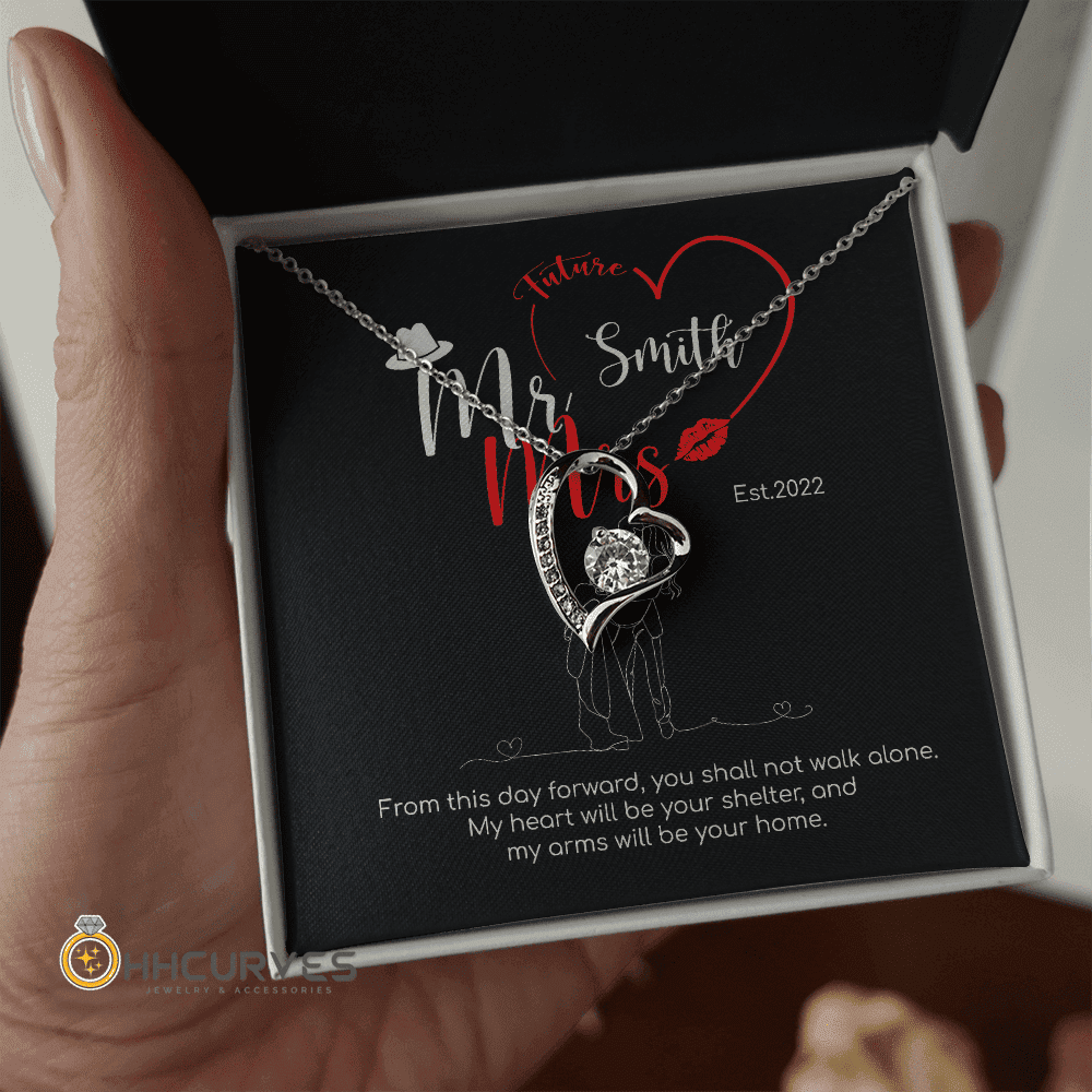 Custom Name And Date Anniversary Gifts Mr. & Mrs. Anniversary Presents By Year Gift For Her Forever Love Necklace 