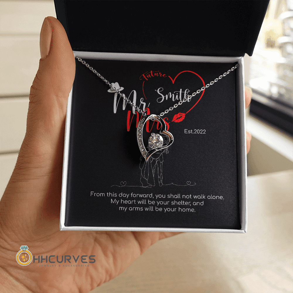 Custom Name And Date Anniversary Gifts Mr. & Mrs. Anniversary Presents By Year Gift For Her Forever Love Necklace 