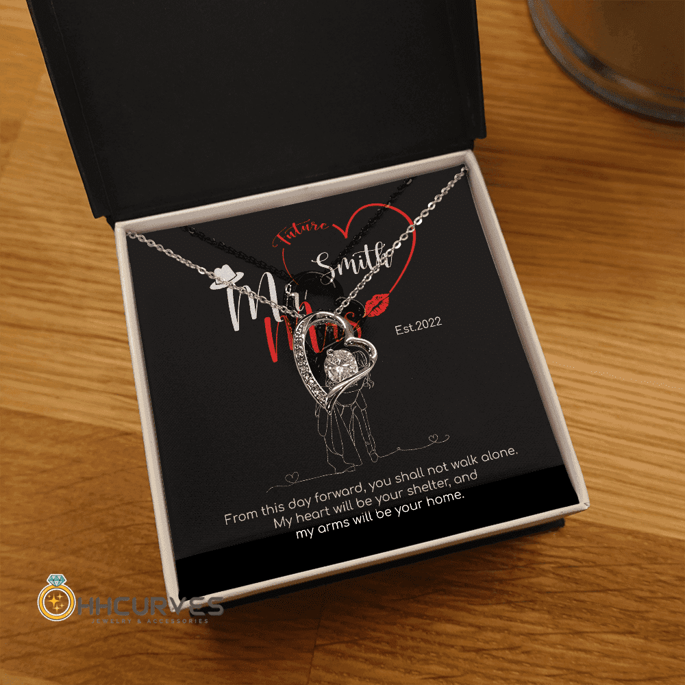 Custom Name And Date Anniversary Gifts Mr. & Mrs. Anniversary Presents By Year Gift For Her Forever Love Necklace 