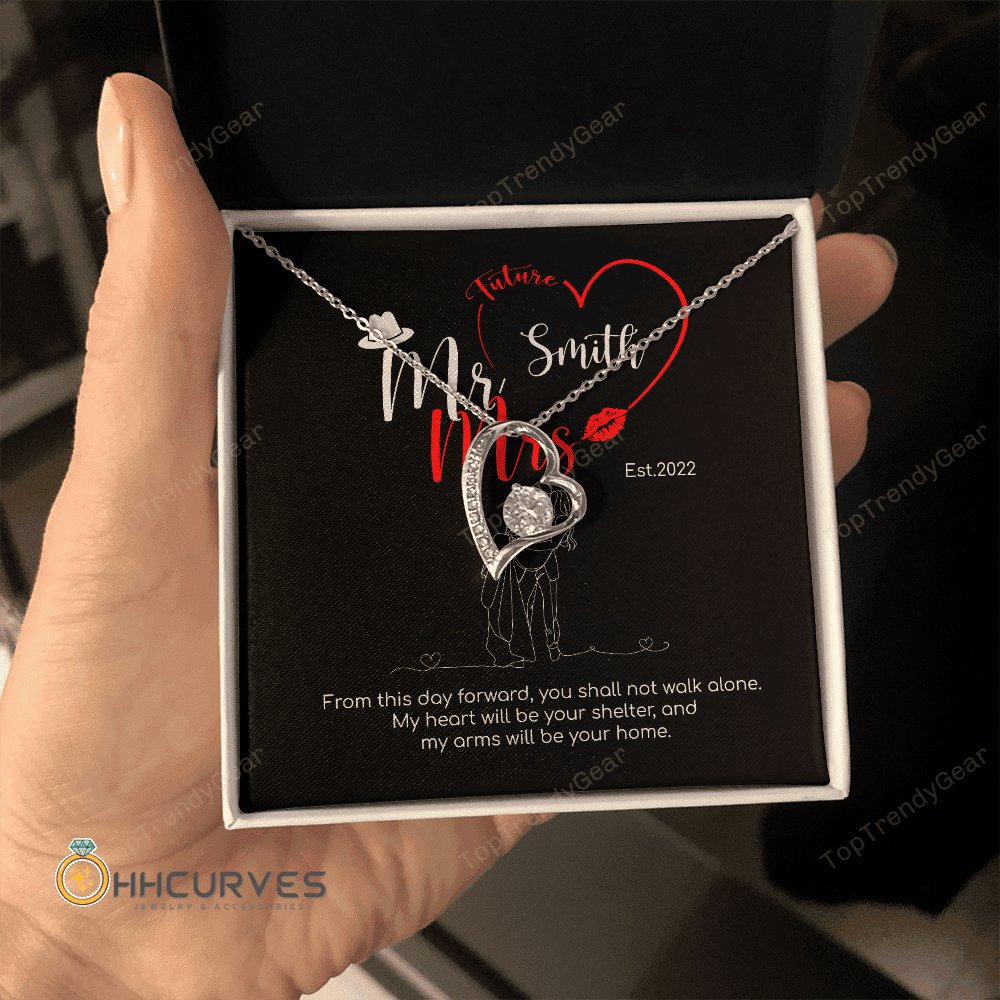 Custom Name And Date Anniversary Gifts Mr. & Mrs. Anniversary Presents By Year Gift For Her Forever Love Necklace 