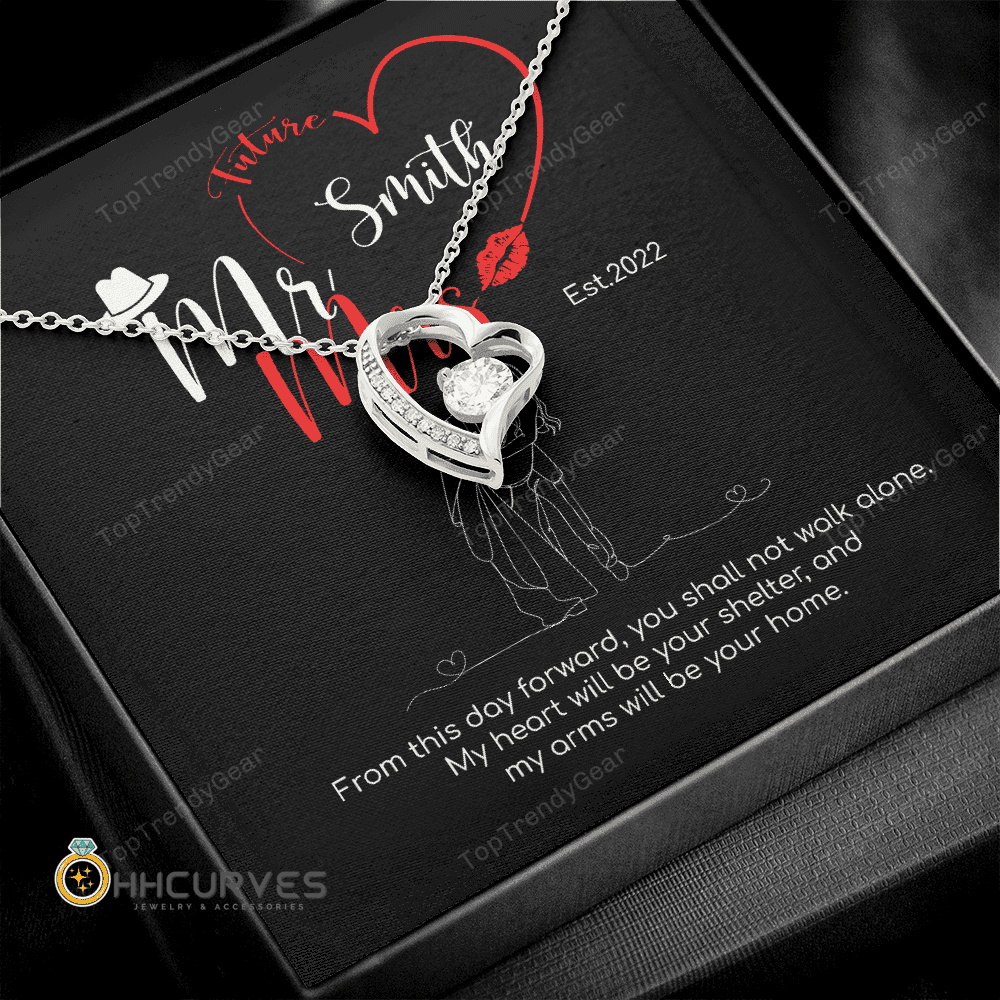 Custom Name And Date Anniversary Gifts Mr. & Mrs. Anniversary Presents By Year Gift For Her Forever Love Necklace 