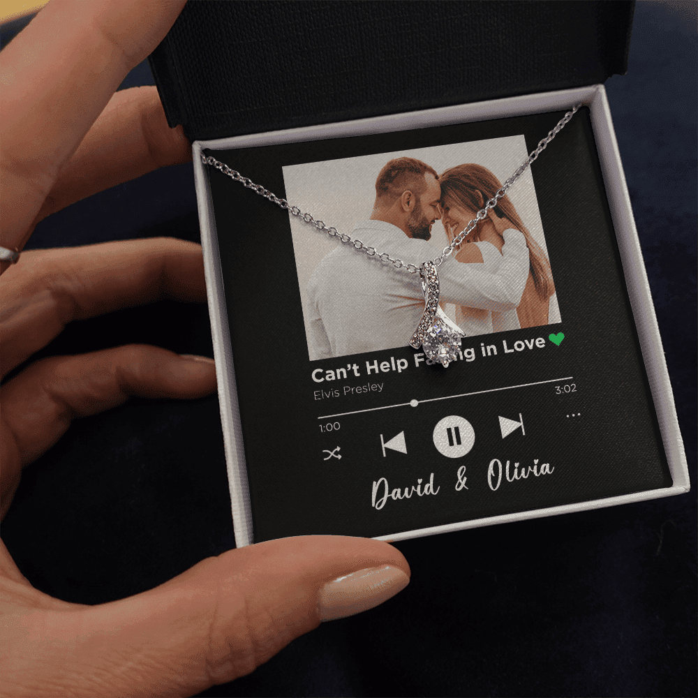 Can't Help Falling In Love Spotify Code Song Art Custom Name And Photo Alluring Beauty Necklace Gift For Her