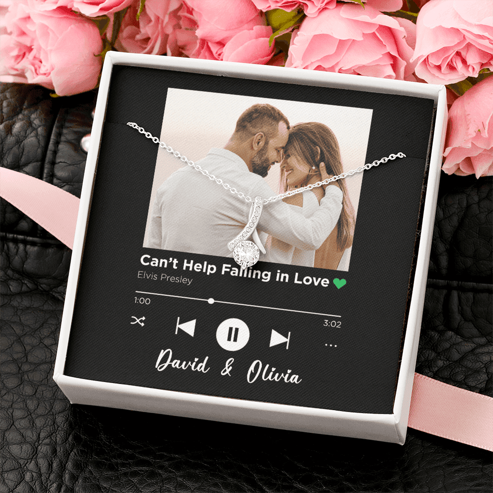 Can't Help Falling In Love Spotify Code Song Art Custom Name And Photo Alluring Beauty Necklace Gift For Her