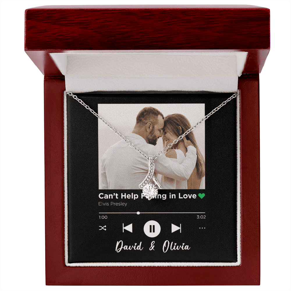 Can't Help Falling In Love Spotify Code Song Art Custom Name And Photo Alluring Beauty Necklace Gift For Her
