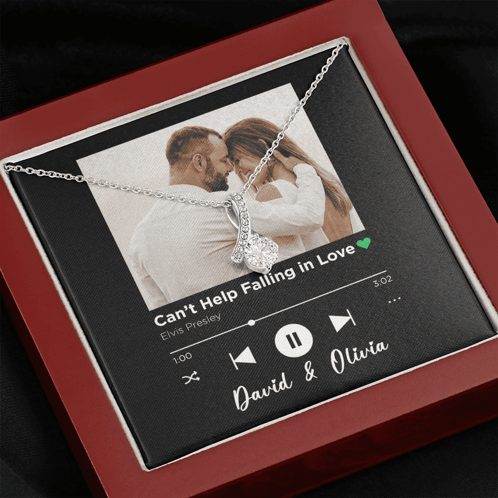 Can't Help Falling In Love Spotify Code Song Art Custom Name And Photo Alluring Beauty Necklace Gift For Her