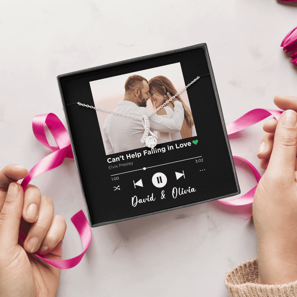 Can't Help Falling In Love Spotify Code Song Art Custom Name And Photo Alluring Beauty Necklace Gift For Her